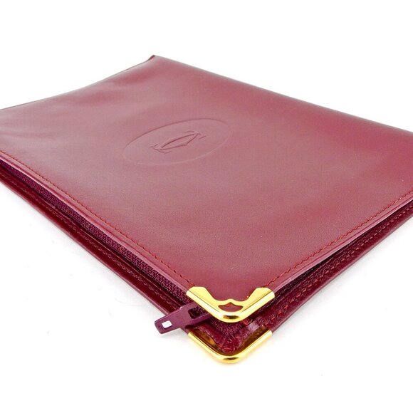 Cartier Pouch Mastline Bordeaux Leather Authentic USED - Picture 2 of 7